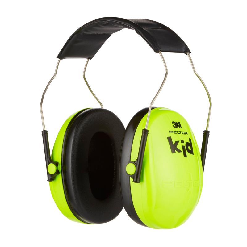 The 3M™ PELTOR™ earmuff for children from 3M Deutschland GmbH features neon green earmuffs with black ear cushions and a padded black headband, specifically developed for children's hearing protection.