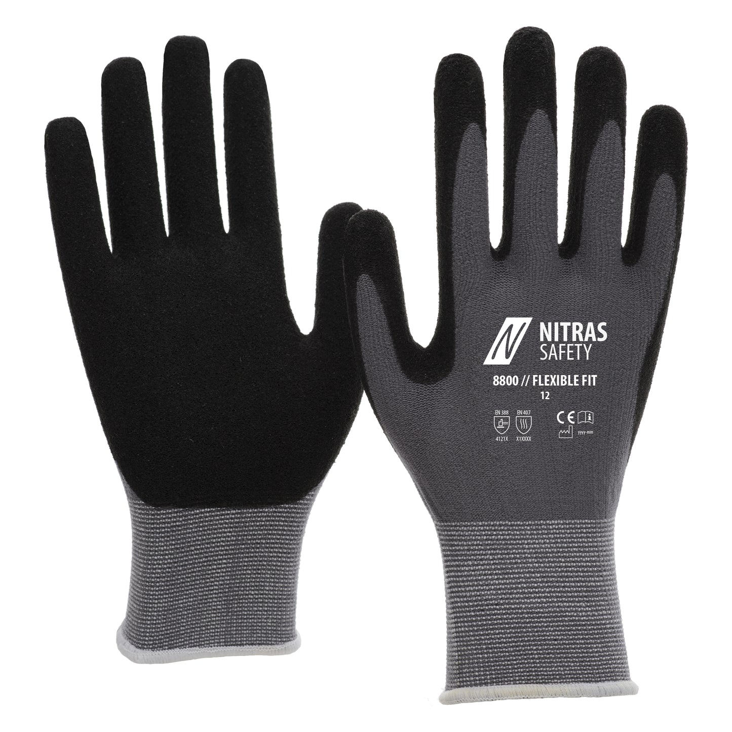 NITRAS FLEXIBLE FIT, assembly gloves, gray / black