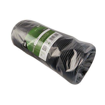 A stack of PAPSTAR 50 dome lids, round white C-PLA lids (2.1 cm high) from PAPSTAR GmbH, securely packaged in a clear packaging with a green-white label – an eco-friendly solution for your plant care.