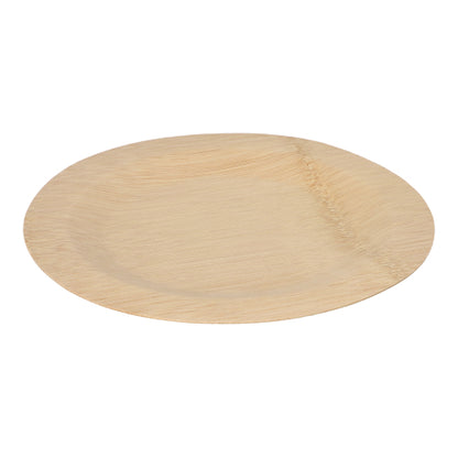 The PAPSTAR 10 plates, bamboo "pure" round from PAPSTAR GmbH is a sustainable, biodegradable disposable plate made of bamboo and presented on a white background.