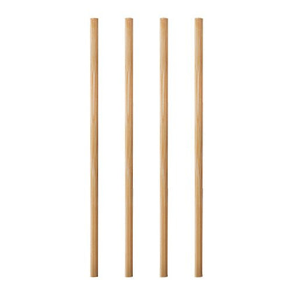 Four straight, light brown PAPSTAR 1000 stir sticks, bamboo "pure" from PAPSTAR GmbH are arranged vertically on a white background, highlighting an eco-friendly and biodegradable alternative to plastic.