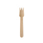 A PAPSTAR GmbH cake and snack fork wood "pure" (14 cm, serrated) with a flat handle lies on a plain white background. Delivered as 100 pieces on a paper tray, perfect for cakes and snacks.