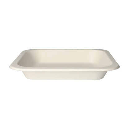 The PAPSTAR 50 sealing bowls made from sugarcane (4.2 x 24.5 x 26.5 cm, white) by PAPSTAR GmbH are rectangular food packages made from compostable material – ideal as an eco-friendly packaging solution.