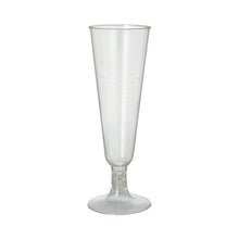 The clear PAPSTAR sparkling wine glasses PLA "pure" (Ø 5.5 cm, 16.5 cm high) of PAPSTAR GmbH are depicted upright against a white background, highlighting the elegant, eco-friendly design; available in a set of 6 in a folding box.