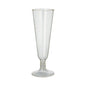 A PAPSTAR GmbH champagne glass "pure" flute, 16.5 cm clear glass with an elegant base, is depicted on a white background. Packaged in a box of 24.