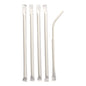 Pictured are five individually wrapped PAPSTAR paper straws, 6 mm x 20 cm, white; four straight, one flexibly bent. All stand vertically against a white background. The package contains 100 pieces from PAPSTAR GmbH.