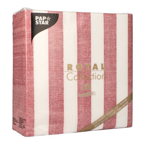 A pack of 50 PAPSTAR "ROYAL Collection" Napkins, burgundy, 1/4-fold, 40 x 40 cm, by PAPSTAR GmbH.