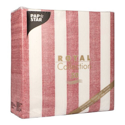 A pack of 50 PAPSTAR "ROYAL Collection" Napkins, burgundy, 1/4-fold, 40 x 40 cm, by PAPSTAR GmbH.