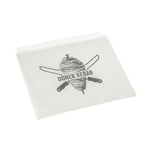 Tá málaí Döner-Kebab PAPSTAR 16x16 cm (bán, scannán crapadh, 1000 píosa) ag an PAPSTAR GmbH le spíce Döner le claimhte trasnaithe agus "DÖNER KEBAB" - an réiteach pacáistithe idéalach do bhialanna beaga.