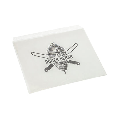 Tá málaí Döner-Kebab PAPSTAR 16x16 cm (bán, scannán crapadh, 1000 píosa) ag an PAPSTAR GmbH le spíce Döner le claimhte trasnaithe agus "DÖNER KEBAB" - an réiteach pacáistithe idéalach do bhialanna beaga.