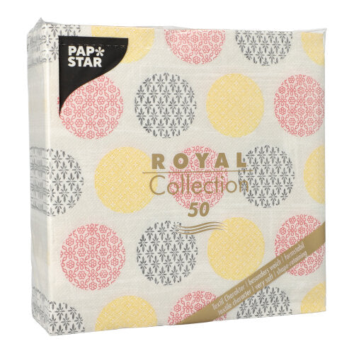 A pack of 50 PAPSTAR "ROYAL Collection" napkins 40 x 40 cm, 1/4-fold, in yellow by PAPSTAR GmbH.