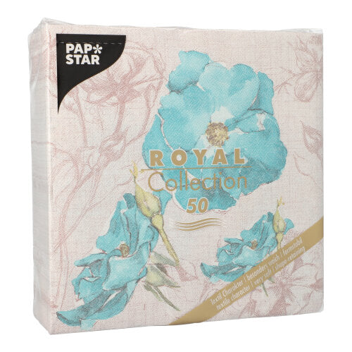 A package of PAPSTAR GmbH 50 napkins "ROYAL Collection" 1/4 fold, 40 x 40 cm, turquoise.