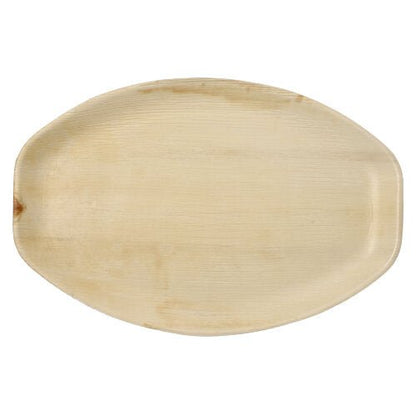 The set PAPSTAR 6 tablets, palm leaf "pure" oval natural by PAPSTAR GmbH impresses with a smooth surface and subtle texture - biodegradable, environmentally friendly, and ideal for stylish serving shown on a white background.