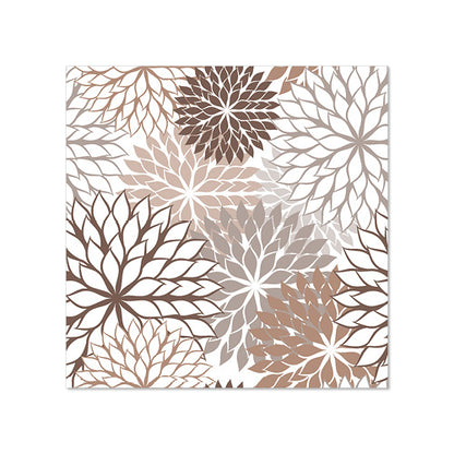 The PAPSTAR 20 napkins (25 cm x 25 cm, three-ply, 1/4 fold) from PAPSTAR GmbH feature a geometric design with overlapping floral shapes in shades of brown, light brown, beige, and white, arranged in a symmetrical pattern.