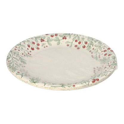 A round cardboard plate, PAPSTAR 10 plates from PAPSTAR GmbH, Ø 23 cm, is shown empty against a white background. Unlike ceramic plates with decorative patterns, this disposable plate is ideal for parties and events.