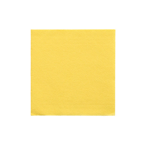 A PAPSTAR GmbH napkin 1/4-fold, 24x24 cm yellow from the "DAILY Collection" (20 pieces) stands in the middle on a plain white background.