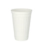 The Starpak 50 thermal mug, PP 0.25 l, Ø 7.8 cm · 11 cm in white is depicted upright on a white background. This textured mug provides reliable insulation performance – ideal for hot beverages. Pack contains 50 pieces.