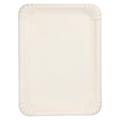 Tá an tráidire bán dronuilleogach in-bhithmhillte le himill ardaithe agus easnacha coirnéil, folamh ó thuas, de chuid PAPSTAR Servierplatten Zuckerrohr "pure" dronuilleogach, 26x35 cm, bán (6 phíosa) de chuid PAPSTAR GmbH.