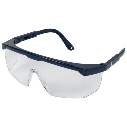 NITRAS VISION PROTECT BASIC, temple glasses, transparent / navy blue, EN 166 plastic | Pack (12 pieces)