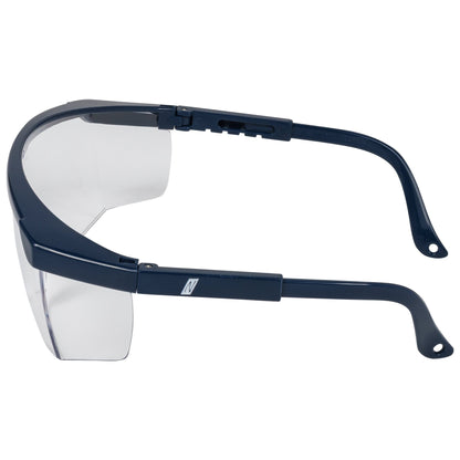 NITRAS VISION PROTECT BASIC, temple glasses, transparent / navy blue, EN 166 plastic | Pack (12 pieces)