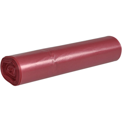 Pictured is a rolled-up bundle of Abena Re-Seller GmbH garbage bags 70 L, 575x1000 mm, 32 my LDPE on a plain white background - ideal for efficient waste disposal.