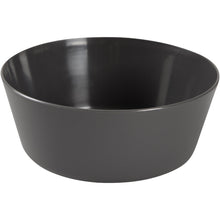 A matte, black Abena Re-Seller GmbH reusable bowl (350 ml, PP), pack of 12 pieces, round and smooth, photographed against a white background.
