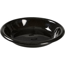 The Abena Re-Seller GmbH reusable plate (550 ml, Black, PP) features a round, flat design with a shiny, speckled surface. Eco-friendly and dishwasher safe; 12-pack. Perfect for serving against a white background.