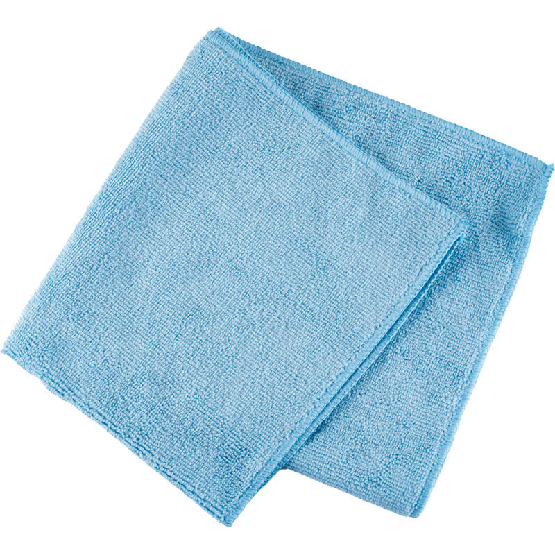 A single microfiber cloth ENA Natura (40x40 cm) from Abena Re-Seller GmbH in light blue is neatly folded on a white background, ideal for streak-free cleaning of surfaces.