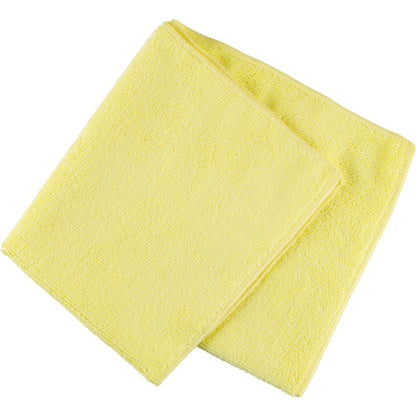 A yellow microfiber cloth ENA Natura, 40x40 cm from Abena Re-Seller GmbH, is neatly folded on a white background - perfect for streak-free cleaning.