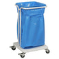 The Abena Re-Seller GmbH Sækko Boy 40, without lid, white, features a sturdy white metal frame on wheels and a flat bottom, making it a practical mobile cart for garbage or laundry when used with the appropriate bags.