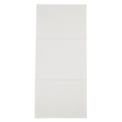 Tá tuáille indiúscartha dronuilleogach neamhfhillte, Airlaid, Bán ón Abena Re-Seller GmbH suite cothrom ar dhromchla cothrom le fillteáin infheicthe.