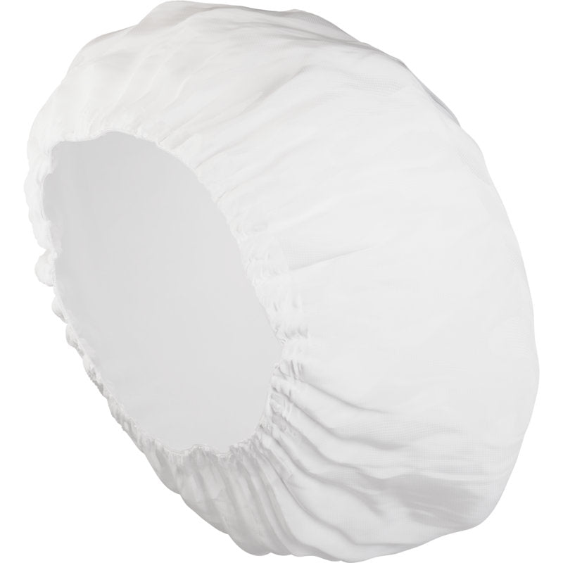A white Abena Re-Seller GmbH shampoo cap (ø 32 cm) is depicted against a plain white background. This lightweight, waterproof cap is ideal for keeping hair clean and dry without washing with water. Package: 1 piece.