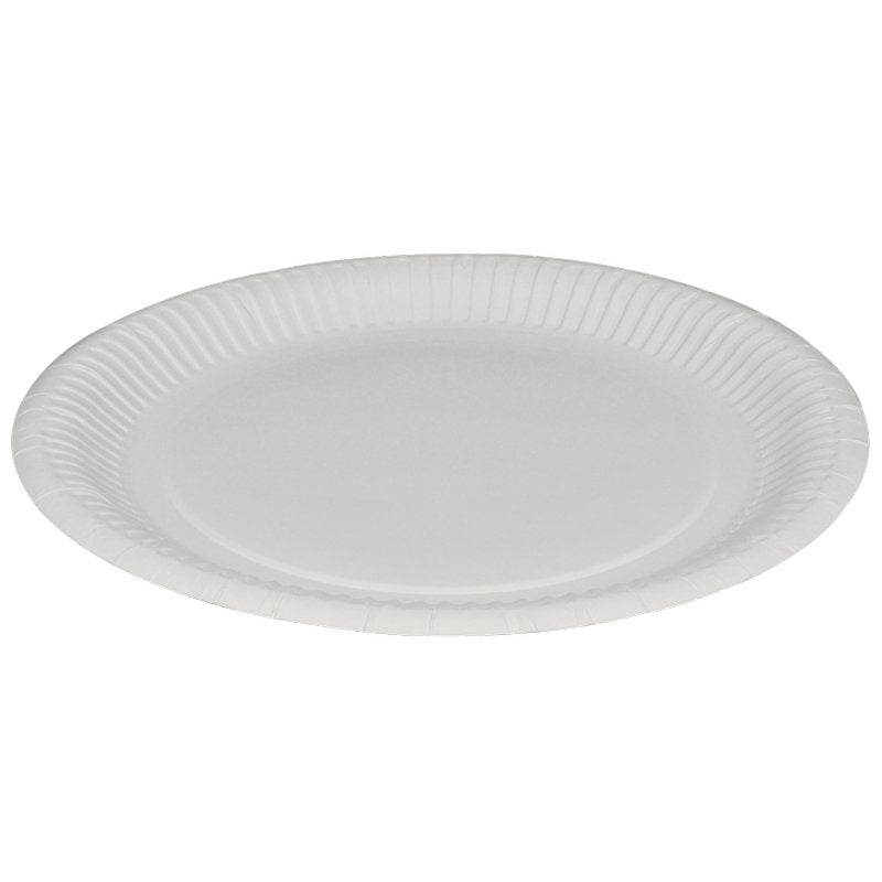 The Round Paper Plate, White from Abena Re-Seller GmbH is a simple round white plate with a textured edge - perfect as an eco-friendly disposable plate for any occasion.
