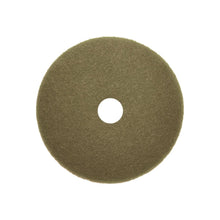 An olive green Arcora International GmbH Sunshine Goal No5 floor buffing pad (box, 10 pieces) with a central hole, depicted on a white background.