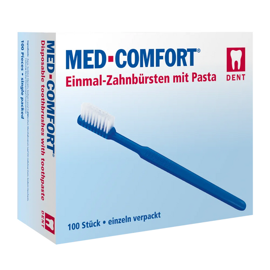 Ampri Med-Comfort Dental PS once toothbrush with toothpaste, different colors | Box (100 pieces)