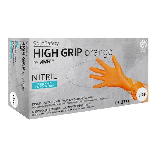 AMPRI solafety SolidSafety GRIP Ard -Ghreim Orange Lámhainní Cosanta Ceimiceach S - XXL