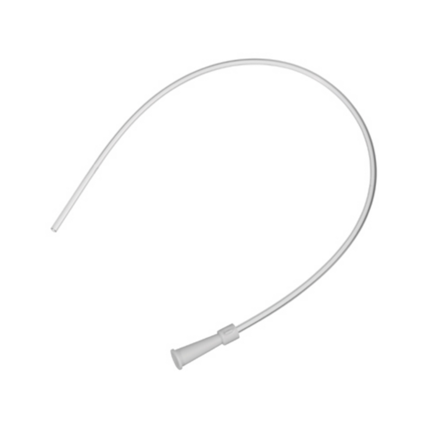 The image shows the B. Braun suction catheter type Standard by B. Braun Deutschland GmbH & Co. KG with a straight tip and slightly flared opening. This clear, flexible plastic catheter is characterized by an exceptional medical tubing quality and is therefore ideal for precise medical or laboratory applications.
