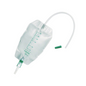 The B. Braun Urimed® B'Bags leg bag, 500 ml from B. Braun Deutschland GmbH & Co. KG is a DEHP-free transparent urine drainage bag with a measuring scale and flexible tubing, designed for urinary incontinence management. It features a green cap and is photographed on a white background.