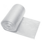 A partially unrolled roll of CWS polybags, white, 80 l garbage bags is depicted on a white background.