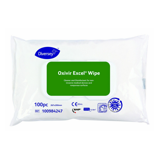 Éagsúlacht Oxivir® Excel Wipe Tuáillí díghalraithe le raon leathan éifeachtaí | Pacáiste (100 tuáille)