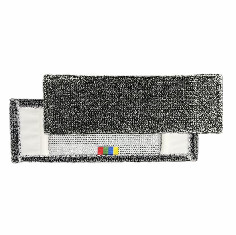 Tá mop dronuilleogach liath Arcora Excellent Scrub-Igel 2.0 Fc ó Arcora International GmbH ar taispeáint: Tá pad le mogalra bán sa lár agus ceithre chearnóg códaithe dathanna cothrom, agus tá ceann eile páirteach air.