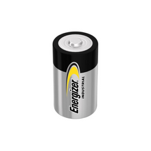 Ceallraí sorcóireach le cás miotalach agus barr dubh. Tá an branda “Energizer Industrial” clóite i gcló dubh agus buí ar an gcás. Tá an ceallraí alcaileach Energizer seo, C/Baby, 1.5 V | Pacáiste (12 phíosa) ó Energizer Deutschland GmbH le nasc caighdeánach ar a bharr. Tá an dearadh simplí agus praiticiúil.