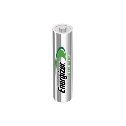 A single silver-colored rechargeable Energizer Power Plus AAA Micro LR03 700 mAh | Pack (10 pieces) battery by Energizer Deutschland GmbH stands upright against a plain white background. The brand name "Energizer Deutschland GmbH" and the word "Recharge" are printed in black and green on the 700 mAh battery.