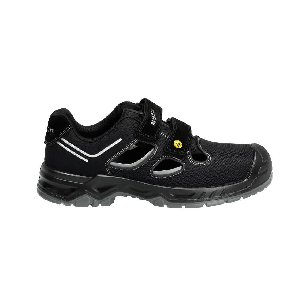 Safety sandals S1P, Velcro safety sandals S1P safety shoes, black/silver