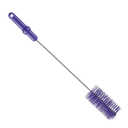 The Haug Bürsten KG tube brush PBT medium (500 x Ø60 mm), pictured on a white background, features cylindrical PBT bristles and is ideal for cleaning bottles or narrow containers. Available in various colors.