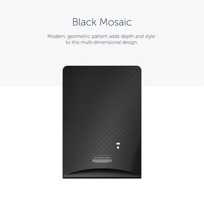 Tá dearadh mósáic geoiméadrach nua-aimseartha ag an pláta aghaidhe Kimberly-Clark Professional™ Icon™ Dispenser Faceplate, Black Mosaic, ó Kimberly-Clark GmbH, rud a thugann doimhneacht do gach cithfholcadán. Méid: 20.32 cm x 27.30 cm x 3.81 cm.