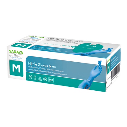Saraya nitrile disposable gloves EX MD blue