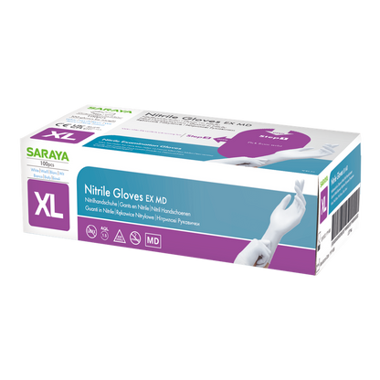 Saraya nitrile disposable gloves EX MD white