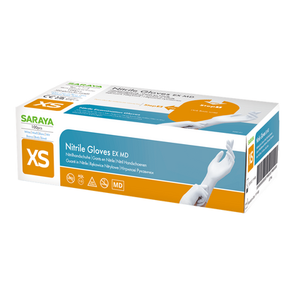 Saraya nitrile disposable gloves EX MD white