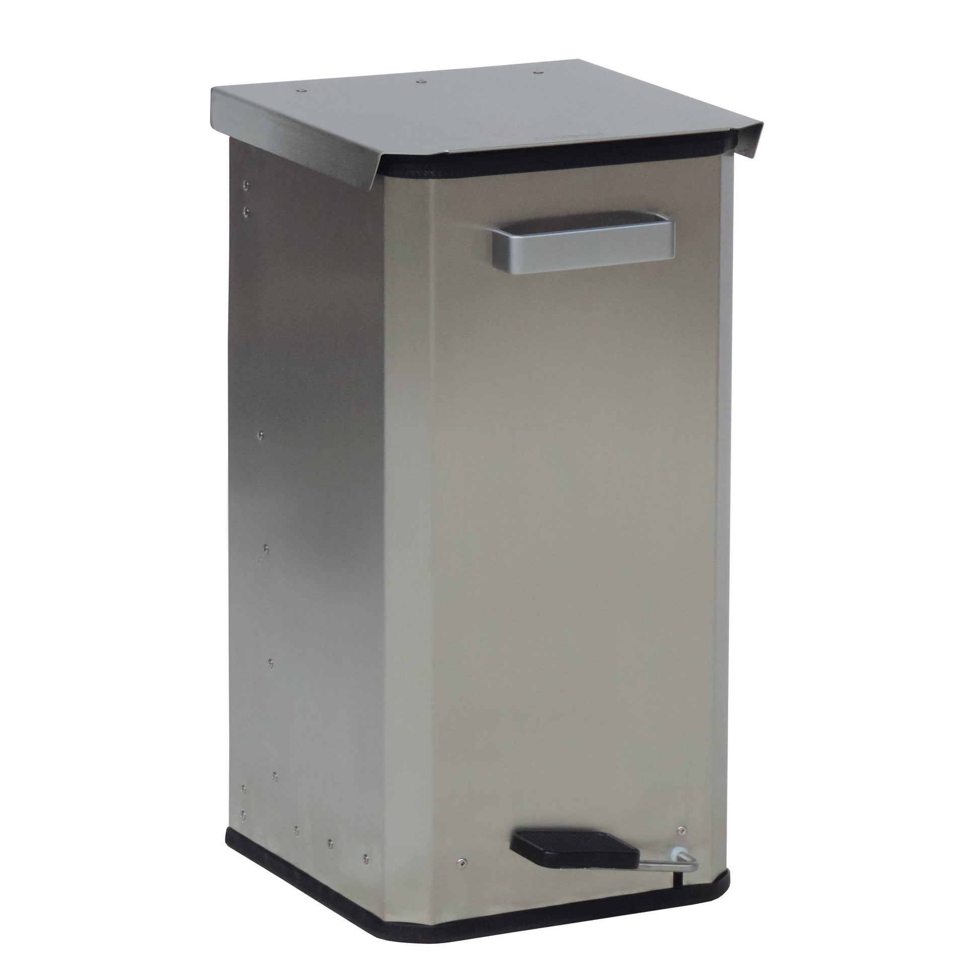 Der Novocal Geschlossene Abfallsammler aus Edelstahl (40 L) mit Tretvorrichtung ist ideal für moderne Haushalte. Das elegante Design mit schwarzem Pedal und Frontgriff passt perfekt in jede Umgebung. Verpackung: 1 Stück.